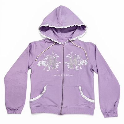 Sudadera Full Zip Caperucita Malva  Premium Adrian Alley...