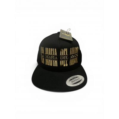 Gorra plana negra y dorada Snapback La Mafia del Amor